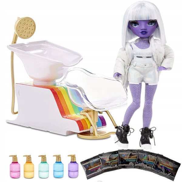 Rainbow High Set con Salone Parrucchiere, 5 Colori e Bambola Dia Mante