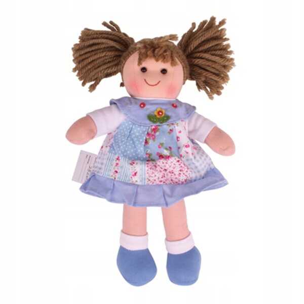 Bigjigs Toys Rag Doll Peluche Sara 28 cm in Tessuto di Qualità