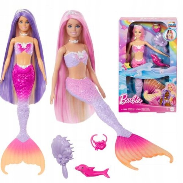 Barbie Malibu Syrenka mit Delphin und Farbwechsel für Kinder ab 3 Jahren