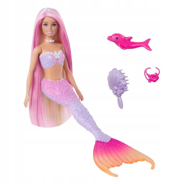 Barbie Malibu Syrenka mit Delphin und Farbwechsel für Kinder ab 3 Jahren
