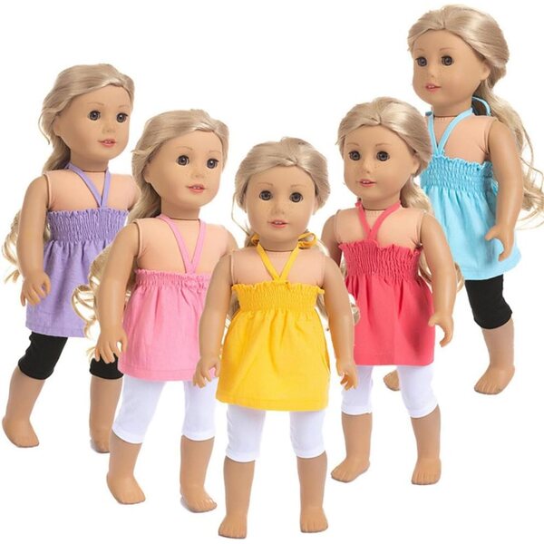 Kleidung für 18-Zoll-amerikanische Puppen – 2-teiliges Set aus Oberteil und Shorts