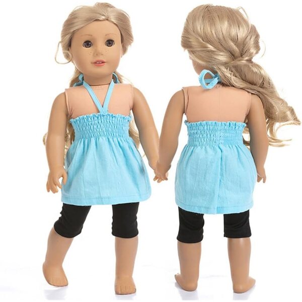 Kleidung für 18-Zoll-amerikanische Puppen – 2-teiliges Set aus Oberteil und Shorts