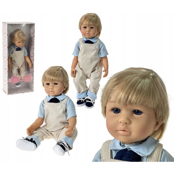 Bambola bambino 50 cm con capelli chiari, parla e canta in polacco, confezione regalo