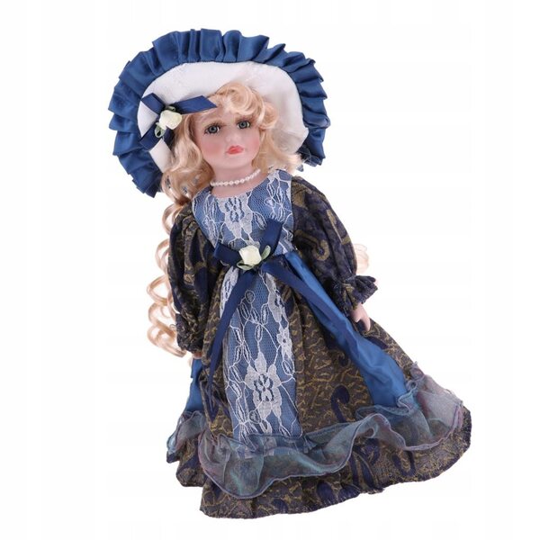 Lalcka-Porzellan, 30 cm, mit Holzsockel, elegantes viktorianisches Mädchen