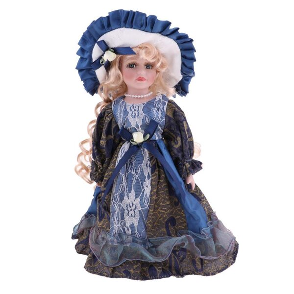 Lalcka-Porzellan, 30 cm, mit Holzsockel, elegantes viktorianisches Mädchen