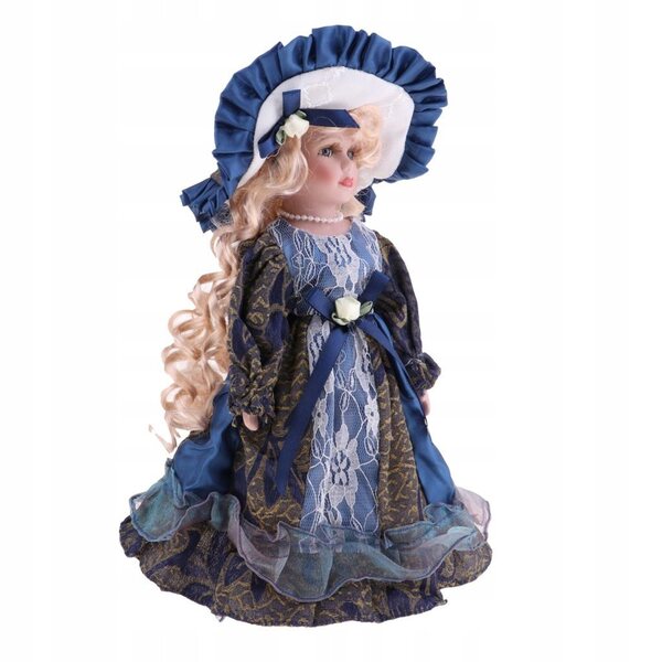 Lalcka-Porzellan, 30 cm, mit Holzsockel, elegantes viktorianisches Mädchen