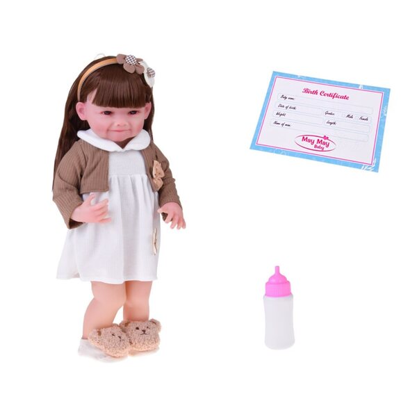 May May Baby bambola da bambina da 55 cm con arti mobili e sorriso