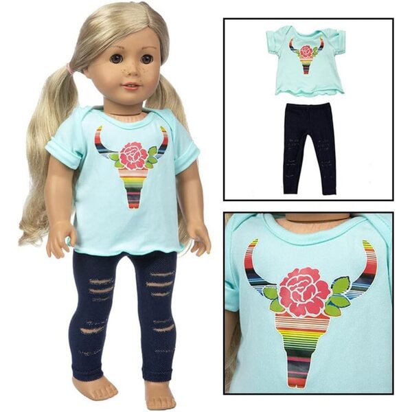 18-Zoll-Puppenkleidung für amerikanische Puppen – 2-teiliges Set aus lässigem Oberteil und Hose