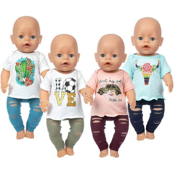 18-Zoll-Puppenkleidung für amerikanische Puppen – 2-teiliges Set aus lässigem Oberteil und Hose