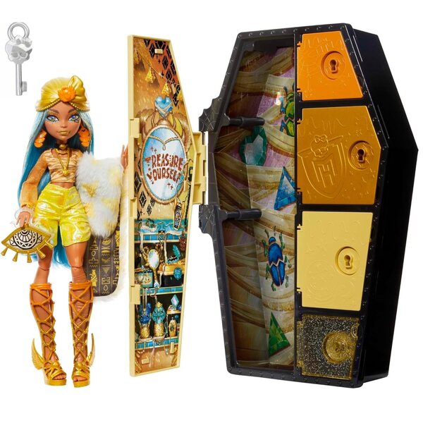 Monster High Cleo De Nile: bambola con accessori e custodia a forma di bara