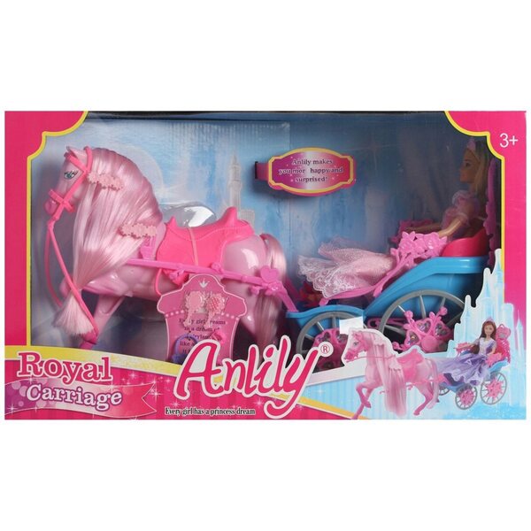 Anlily Puppe mit königlicher Kutsche, Pferd und Zubehör für Kinder ab 12 Jahren