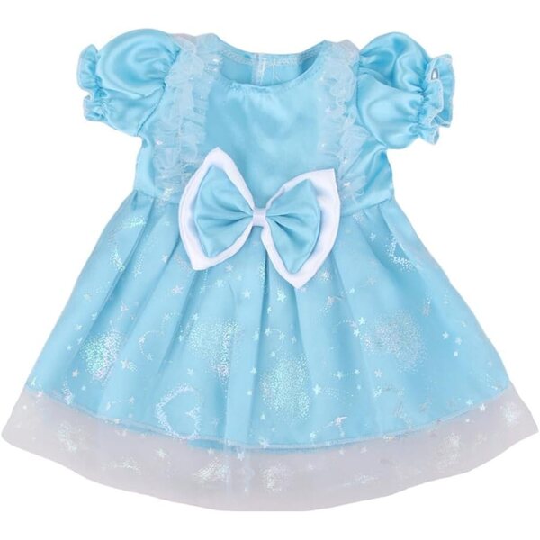 Blaues Chiffon-Prinzessinnenkleid für 18 Zoll 43–46 cm große amerikanische Puppen