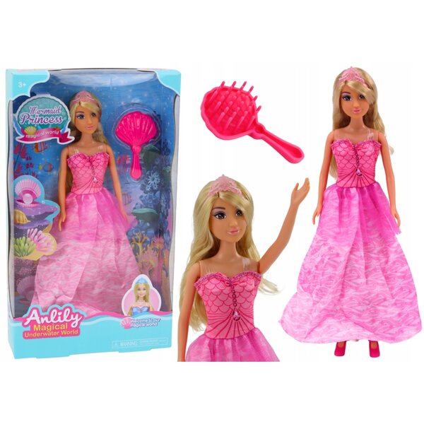 Bambola Principessa Sirena Anlily con Abito Rosa e Spazzola - LEAN Toys