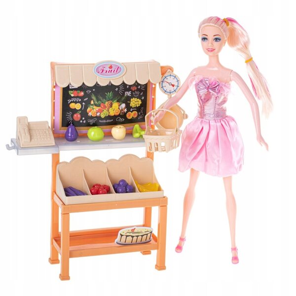 Set Gioco Bambola con Negozio e Cestino per Bambini da 3 Anni CE