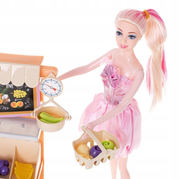 Set Gioco Bambola con Negozio e Cestino per Bambini da 3 Anni CE
