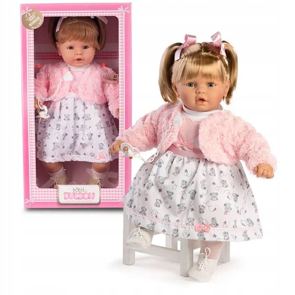 Große sprechende spanische Puppe mit beweglichen Augen und Schnuller 64 cm für Mädchen