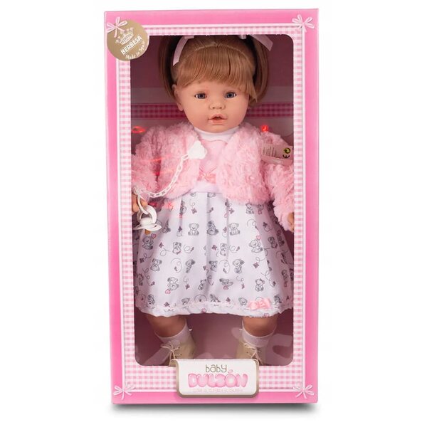 Große sprechende spanische Puppe mit beweglichen Augen und Schnuller 64 cm für Mädchen