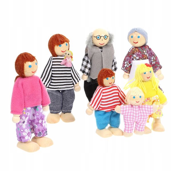 Figura in Legno Famiglia Miniatura per Giochi di Ruolo e Decorazione