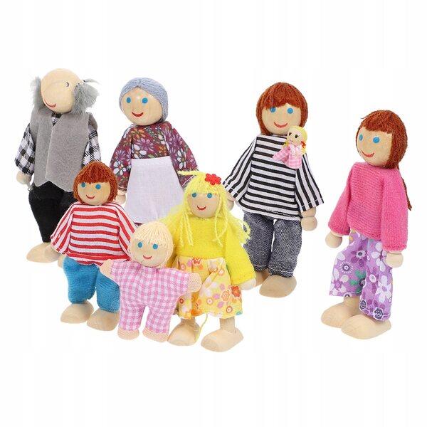Figura in Legno Famiglia Miniatura per Giochi di Ruolo e Decorazione