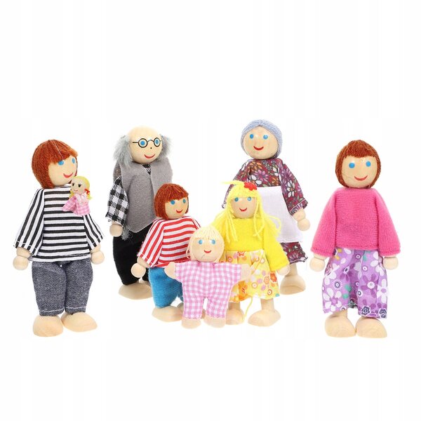 Figura in Legno Famiglia Miniatura per Giochi di Ruolo e Decorazione