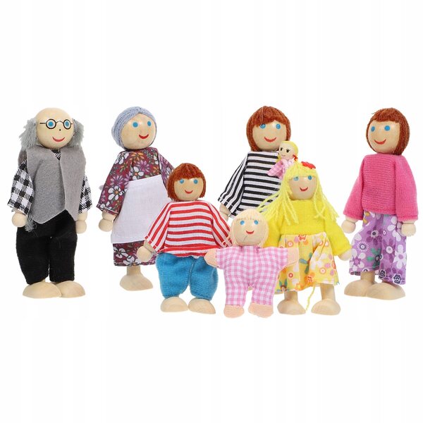 Figura in Legno Famiglia Miniatura per Giochi di Ruolo e Decorazione