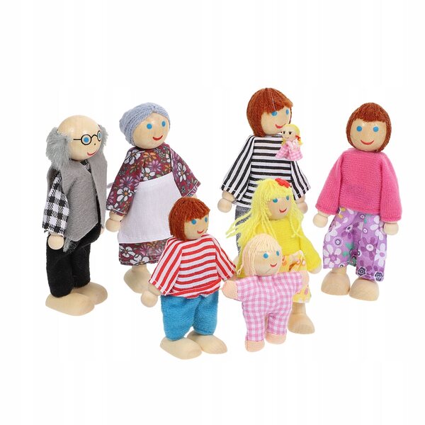 Figura in Legno Famiglia Miniatura per Giochi di Ruolo e Decorazione