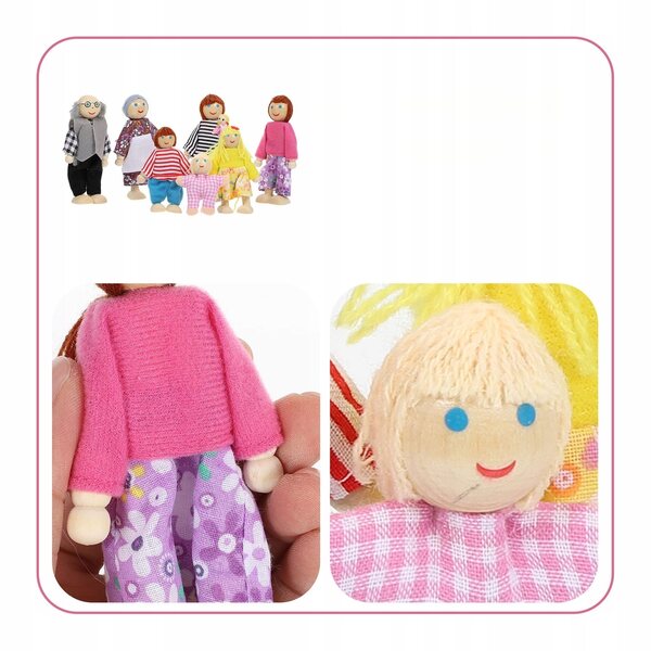 Figura in Legno Famiglia Miniatura per Giochi di Ruolo e Decorazione