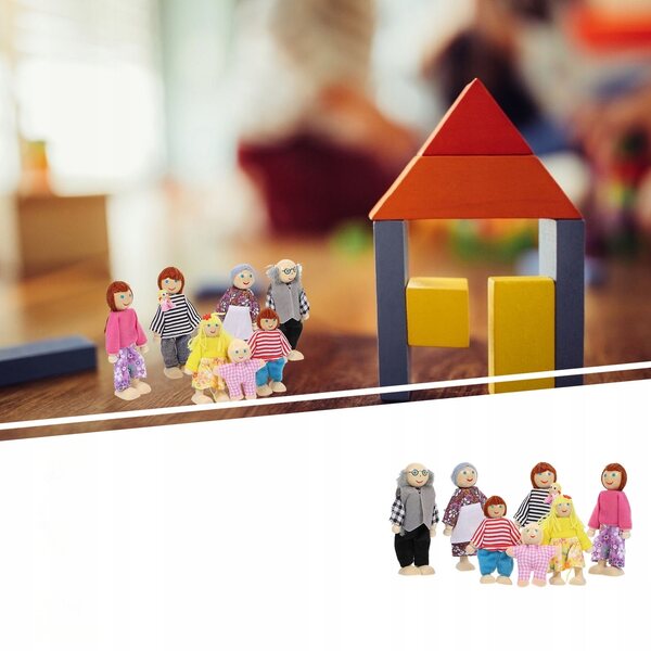 Figura in Legno Famiglia Miniatura per Giochi di Ruolo e Decorazione