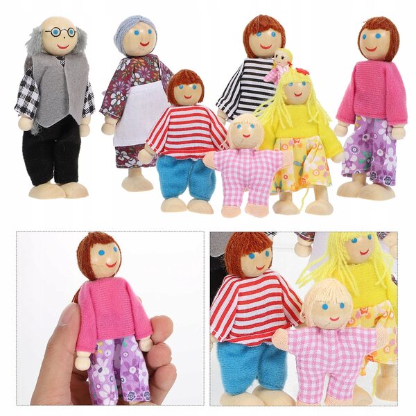 Figura in Legno Famiglia Miniatura per Giochi di Ruolo e Decorazione
