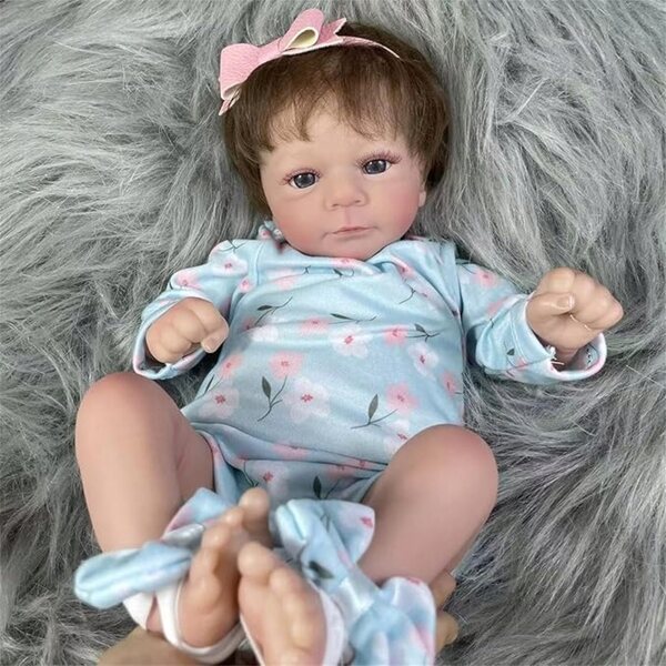 Bambola Reborn 48 cm ragazza realistica in silicone - dettagli naturali