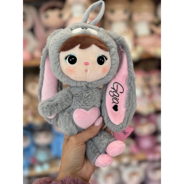 Orsetto Metoo 30 cm grigio-rosa personalizzabile con nome per bambini