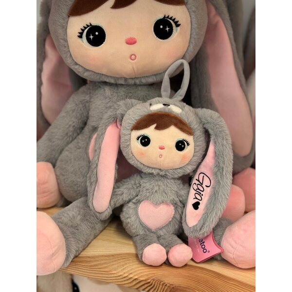 Orsetto Metoo 30 cm grigio-rosa personalizzabile con nome per bambini