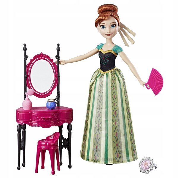 Disney Frozen: Anna-Puppe mit Spiegel und Zubehör – Prinzessinnen-Geschenkspiel