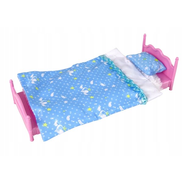Puppen- und Puppenmöbelset mit Bett, Kleiderschrank und Schminktisch 27 cm
