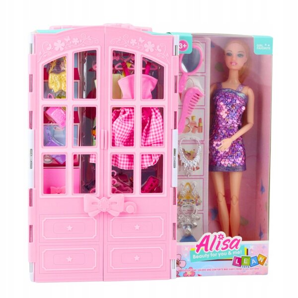 Bambola fashionista con un guardaroba elegante, vestiti e accessori per bambini dai 3 anni in su