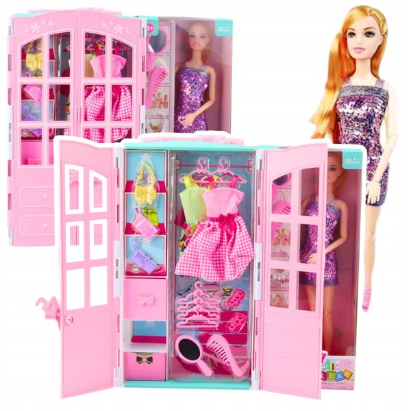 Bambola fashionista con un guardaroba elegante, vestiti e accessori per bambini dai 3 anni in su