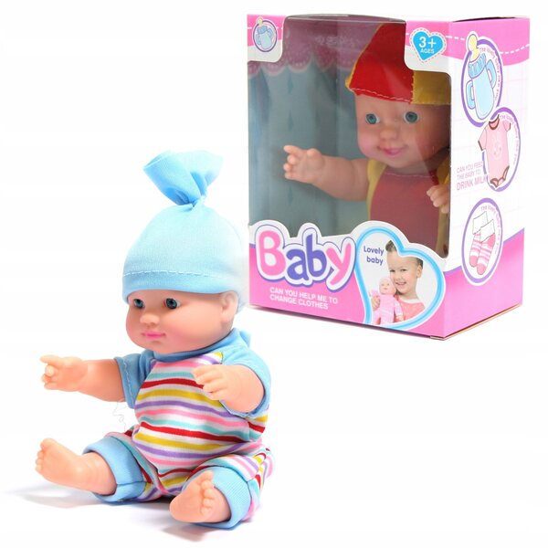 Mini bambola bebè 17 cm in gomma morbida, vestiti colorati, vari modelli