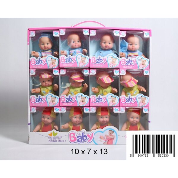 Mini bambola bebè 17 cm in gomma morbida, vestiti colorati, vari modelli