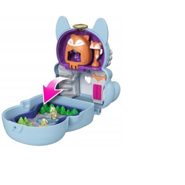 Polly Pocket Mattel 25,5 cm - Bambola Volpe Artica con Microambienti Divertenti