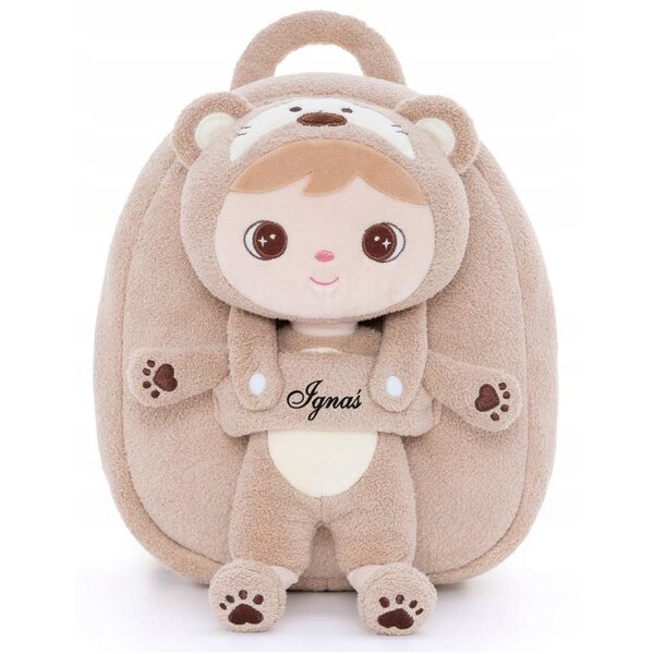 Zaino Metoo con bambola Orsetto beige personalizzato con nome incluso