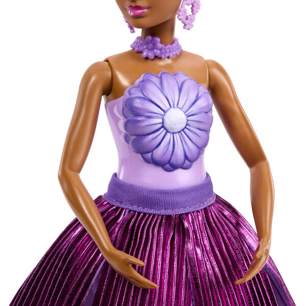 Barbie Petal Pop Purple Daisy - Bambola principessa con bouquet e accessori