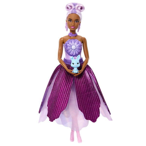 Barbie Petal Pop Purple Daisy - Bambola principessa con bouquet e accessori