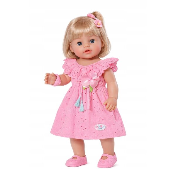 Elegantes rosa Kleid für BABY Born 43 cm Puppe mit passendem Stirnband