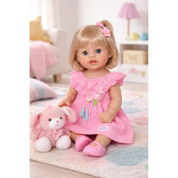 Elegantes rosa Kleid für BABY Born 43 cm Puppe mit passendem Stirnband
