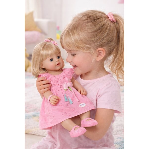 Elegantes rosa Kleid für BABY Born 43 cm Puppe mit passendem Stirnband