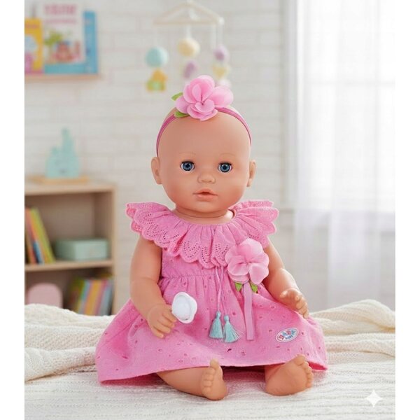 Elegantes rosa Kleid für BABY Born 43 cm Puppe mit passendem Stirnband