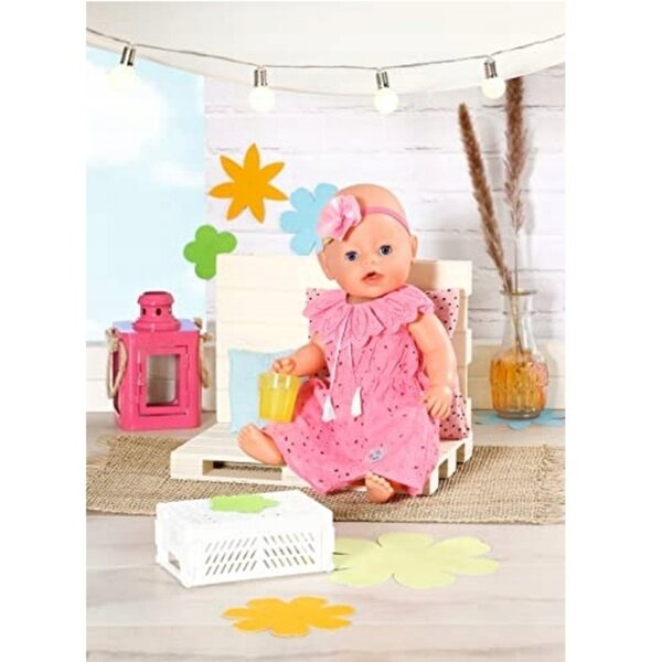 Elegantes rosa Kleid für BABY Born 43 cm Puppe mit passendem Stirnband
