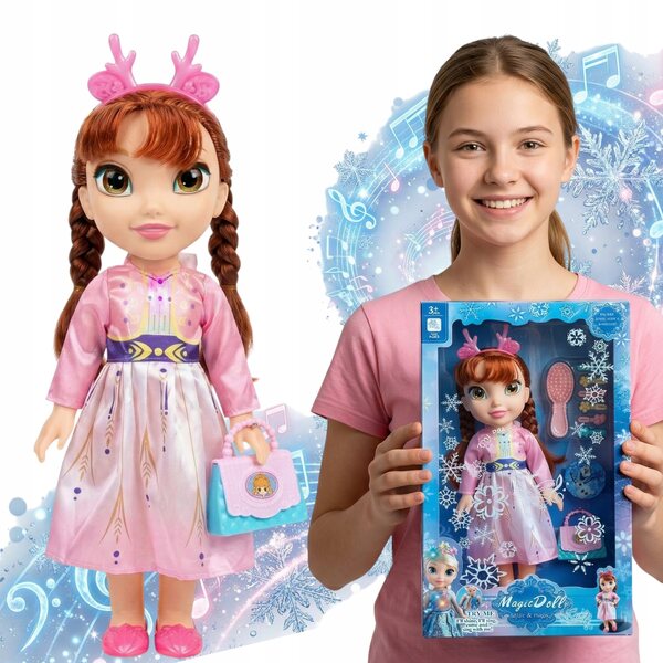 ANNA FROZEN KRAINA LODU ŚPIEWAJĄCA ŚWIETLNA DUŻA LALKA PREZENT DLA DZIECI