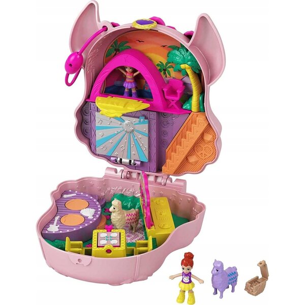 Polly Pocket Lama Party set compatto con bamboline e sticker per bambini 4+