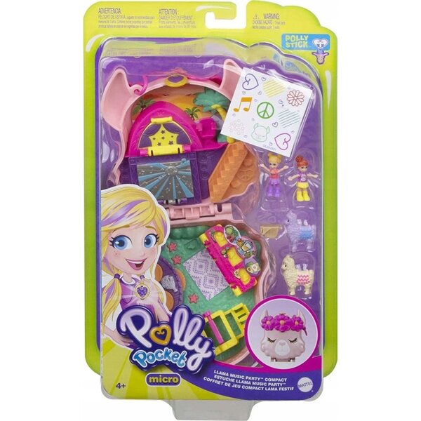 Polly Pocket Lama Party set compatto con bamboline e sticker per bambini 4+